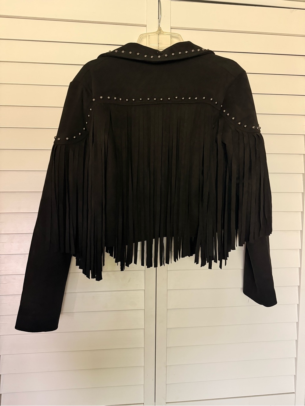 Black Fringe Studded Women's Jacket